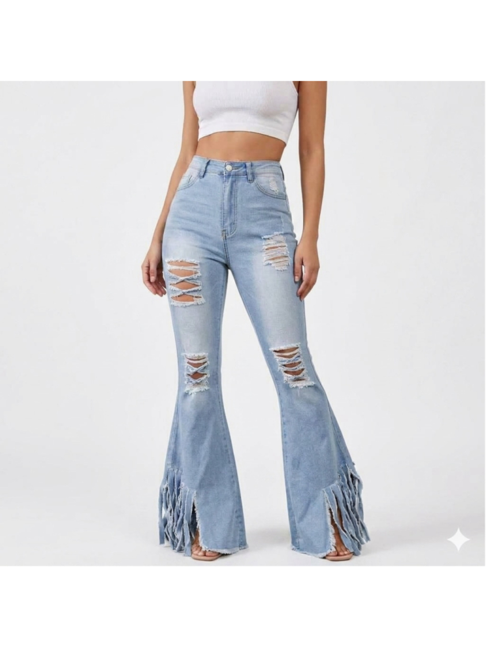 Women's Distressed High-Waisted Bell Bottom Jeans – Size S – NWOT